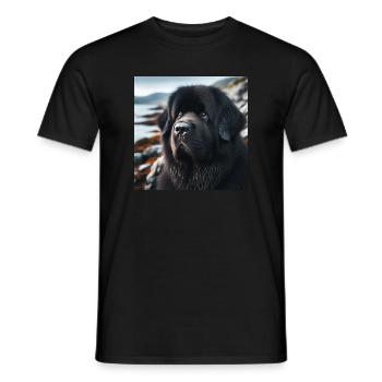 Freundlichkeit zum Hund: Der Neufundländer - Männer T-Shirt - Schwarz - Vorne - AI Model Male 178 light (178cm)