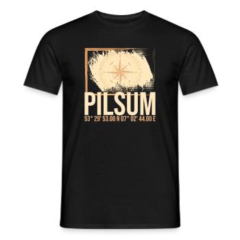 Pilsum Koordinaten - Männer T-Shirt - Schwarz - Vorne - AI Model Male 178 light (178cm)