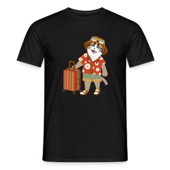 Humeur de voyage de chat - T-shirt homme - noir - Devant - AI Model Male 178 light (178cm)