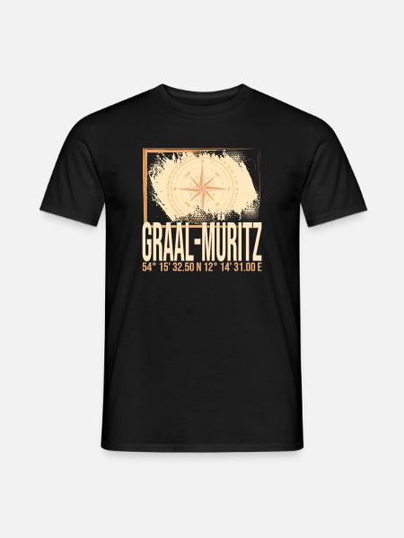 Graal Müritz Koordinaten - Männer T-Shirt - Schwarz