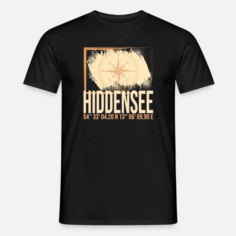 Hiddensee Koordinaten - Männer T-Shirt - Schwarz