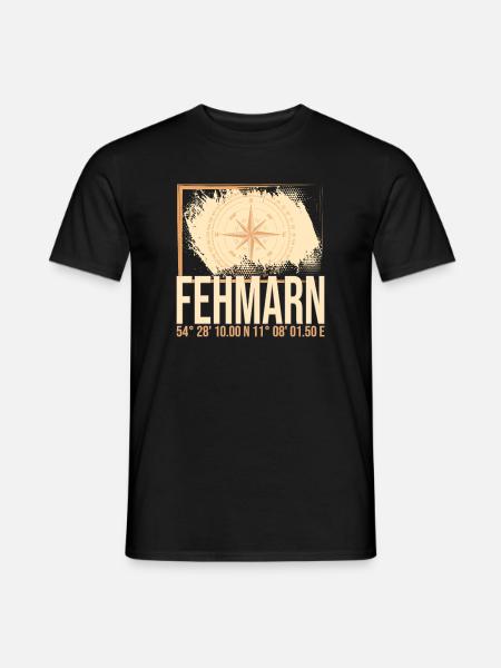 Fehmarn Koordinaten - Männer T-Shirt - Schwarz