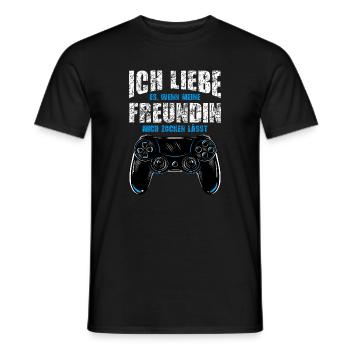 I love it when my girlfriend plays me - Men's T-Shirt - black - Front - AI Model Male 178 light (178cm)