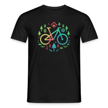 Minimalist Bicycle and Nature Outline - Men's T-Shirt - black - Front - AI Model Male 178 light (178cm)