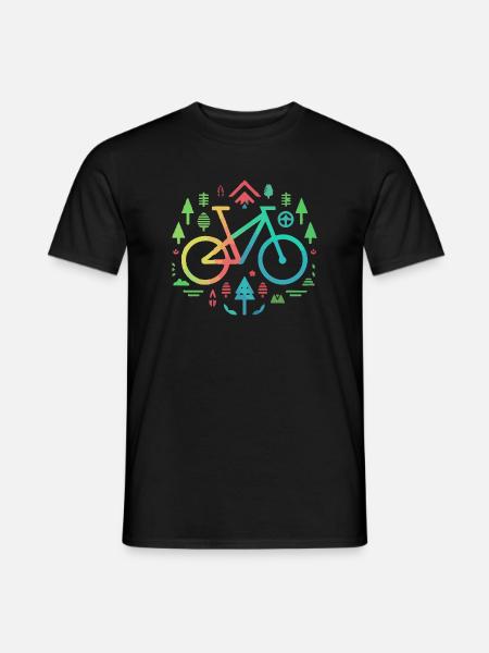 Vélo minimaliste et contour de la nature - T-shirt homme - noir