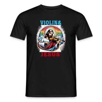 Conception musicale pour violon et Jésus Christ - T-shirt homme - noir - Devant - AI Model Male 178 light (178cm)