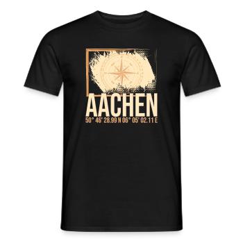 Aachen Koordinaten - Männer T-Shirt - Schwarz - Vorne - AI Model Male 178 light (178cm)