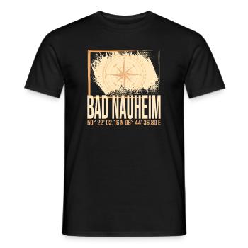 Bad Nauheim Koordinaten - Männer T-Shirt - Schwarz - Vorne - AI Model Male 178 light (178cm)