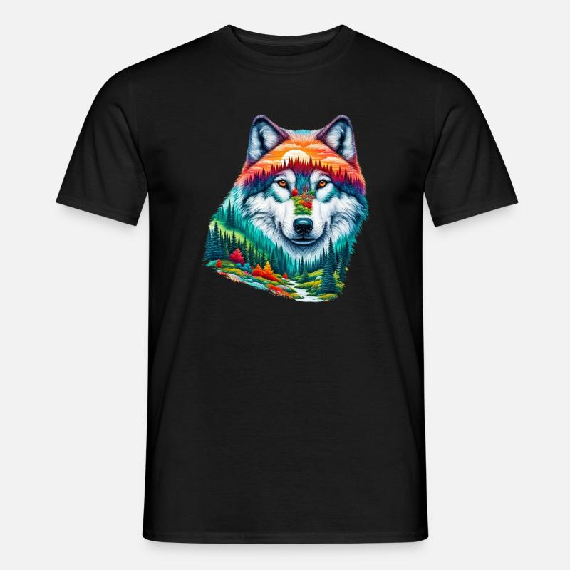 Wolf - Männer T-Shirt - Schwarz