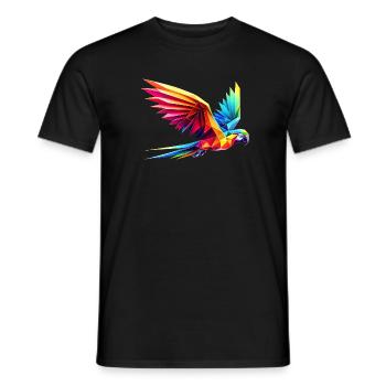 Perroquet origami multicolore géométrique 3d - T-shirt homme - noir - Devant - AI Model Male 178 light (178cm)