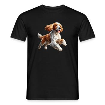 chien cocker qui court origami géométrique 3d - T-shirt homme - noir - Devant - AI Model Male 178 light (178cm)