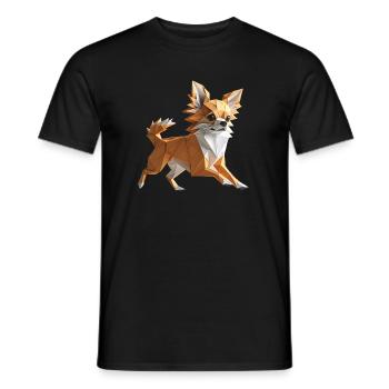 chien chihuahua mignon origami géométrique 3d - T-shirt homme - noir - Devant - AI Model Male 178 light (178cm)