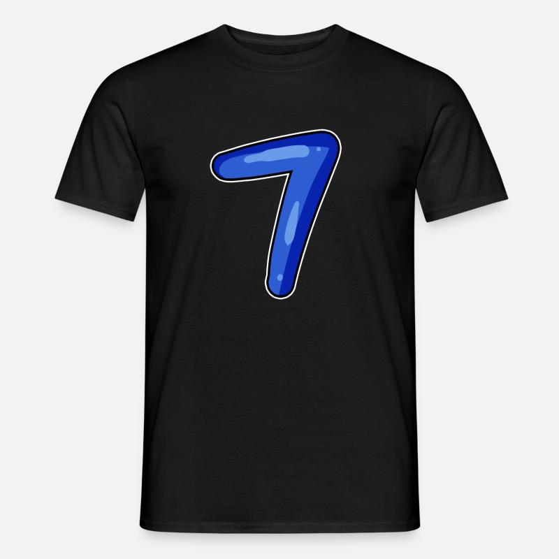 7 blau - Männer T-Shirt - Schwarz
