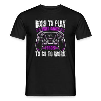 Né pour jouer, forcé de travailler, de jouer - T-shirt homme - noir - Devant - AI Model Male 178 light (178cm)