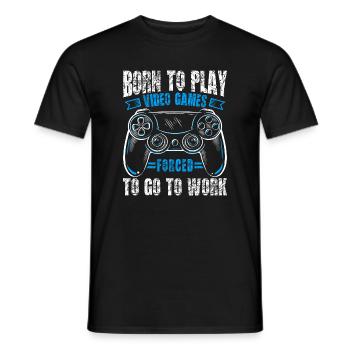 Né pour jouer, forcé de travailler, de jouer - T-shirt homme - noir - Devant - AI Model Male 178 light (178cm)