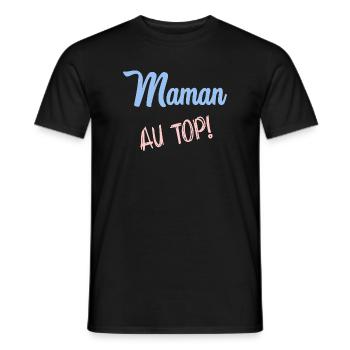 MAMAN. FÊTE DES MÈRES - T-shirt homme - noir - Devant - AI Model Male 178 light (178cm)