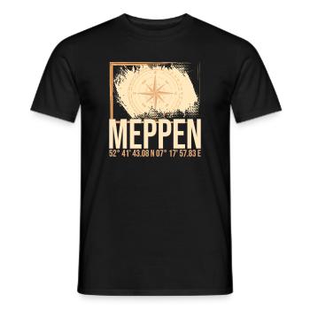 Meppen Koordinaten - Männer T-Shirt - Schwarz - Vorne - AI Model Male 178 light (178cm)