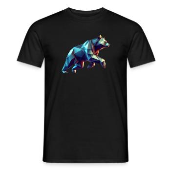3D Geometric Origami Bear - Men's T-Shirt - black - Front - AI Model Male 178 light (178cm)