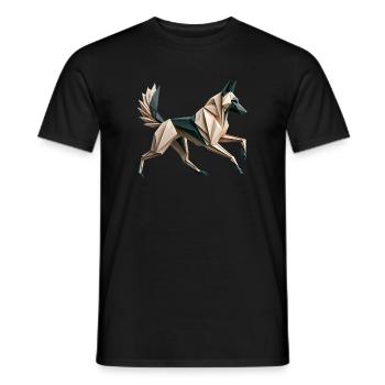 3D Geometrischer Origami-Malinois-Hund - Männer T-Shirt - Schwarz - Vorne - AI Model Male 178 light (178cm)