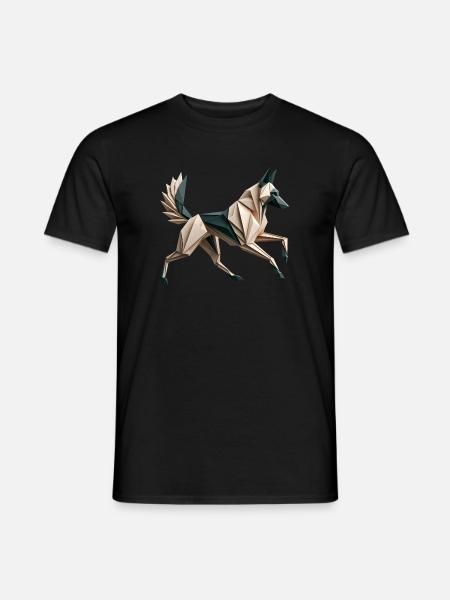 3D Geometric Origami Malinois Dog - Men's T-Shirt - black