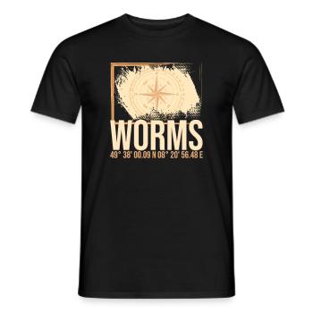 Worms Koordinaten - Männer T-Shirt - Schwarz - Vorne - AI Model Male 178 light (178cm)