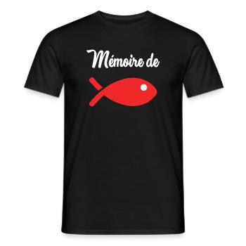 POISSON. MEMOIRE. HUMOUR. SARDINE. POISSON D'AVRIL - T-shirt homme - noir - Devant - AI Model Male 178 light (178cm)
