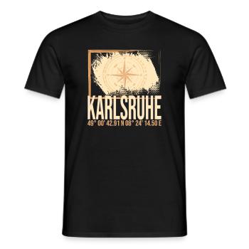 Karlsruhe Koordinaten - Männer T-Shirt - Schwarz - Vorne - AI Model Male 178 light (178cm)