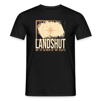 Landshut Koordinaten - Männer T-Shirt - Schwarz - Vorne - AI Model Male 178 light (178cm)