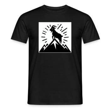 Chèvre sur la montagne, dessinée en noir et blanc - T-shirt homme - noir - Devant - AI Model Male 178 light (178cm)