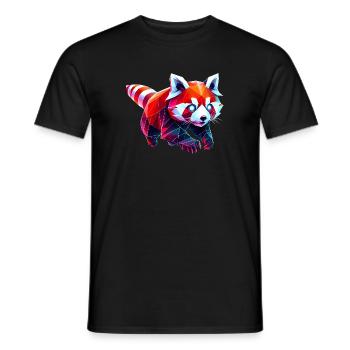 Red Panda Origami Geometric 3D - Men's T-Shirt - black - Front - AI Model Male 178 light (178cm)