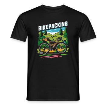 Bikepacking Adventure Scene - Men's T-Shirt - black - Front - AI Model Male 178 light (178cm)