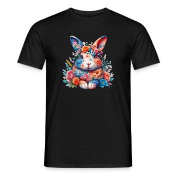 Lapin décoré de fleurs - T-shirt homme - noir - Devant - AI Model Male 178 light (178cm)