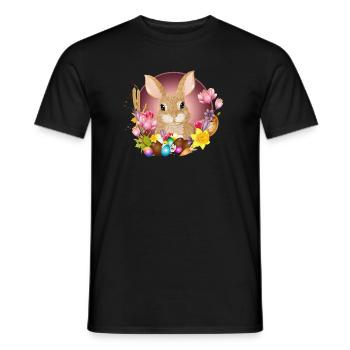 Easter Wreath & Easter Eggs with Rabbit as Easter Bunny - Men's T-Shirt - black - Front - AI Model Male 178 light (178cm)