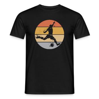 retro Fußball Spieler Torschuss Ball Explosion - Männer T-Shirt - Schwarz - Vorne - AI Model Male 178 light (178cm)