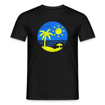 Vintage Strand Blau Gelb - Männer T-Shirt - Schwarz - Vorne - AI Model Male 178 light (178cm)