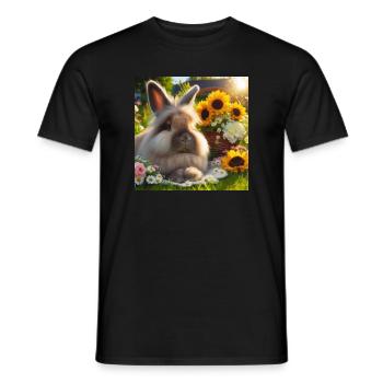 Lapin angora gris - T-shirt homme - noir - Devant - AI Model Male 178 light (178cm)