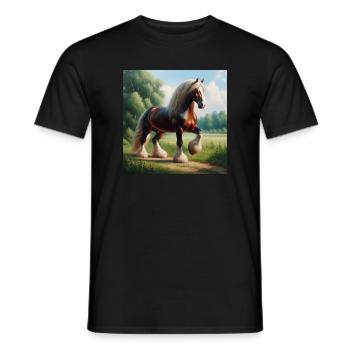 Aquarell Percheron Pferd - Männer T-Shirt - Schwarz - Vorne - AI Model Male 178 light (178cm)