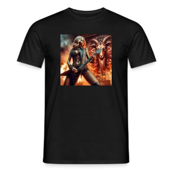 Heavy guitarist in the underworld - Men's T-Shirt - black - Front - AI Model Male 178 light (178cm)