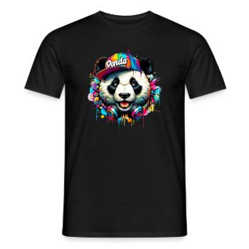 Panda DJ Deejay mit Kopfhörern hört Musik - Männer T-Shirt - Schwarz - Vorne - AI Model Male 178 light (178cm)