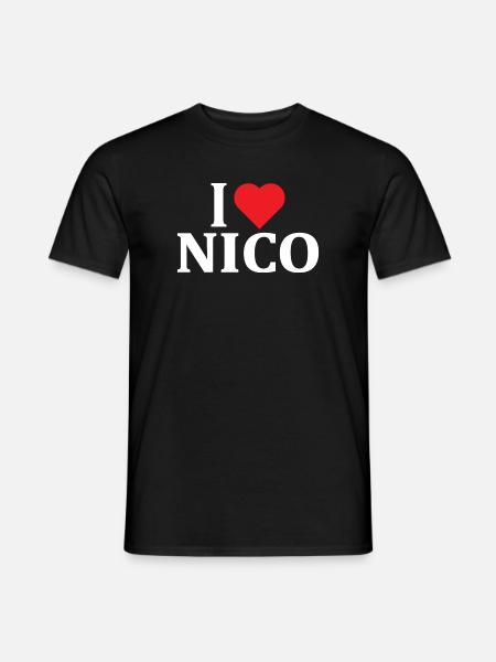 t-shirt I love Nico t-shirt idée cadeau - T-shirt homme - noir