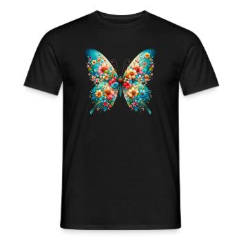 Butterfly decorated with flowers - Men's T-Shirt - black - Front - AI Model Male 178 light (178cm)