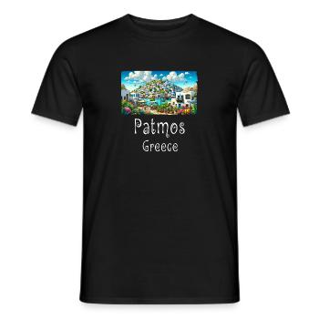 Patmos, Grèce, île de vacances, plage - T-shirt homme - noir - Devant - AI Model Male 178 light (178cm)
