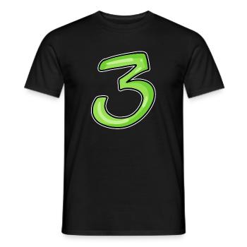 Drei - 3 - Nummer 3 - Zahl 3 - Männer T-Shirt - Schwarz - Vorne - AI Model Male 178 light (178cm)