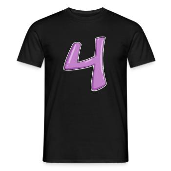 4 - Four Number Number - Men's T-Shirt - black - Front - AI Model Male 178 light (178cm)
