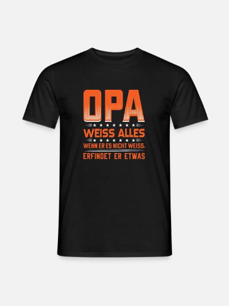 Opa weiß alles | Opa T-Shirt mit Lustigem Spruch - Männer T-Shirt - Schwarz