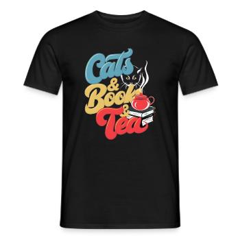 Katzen und Tee Druck - Männer T-Shirt - Schwarz - Vorne - AI Model Male 178 light (178cm)