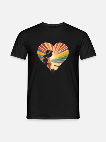 Regenbogen Retro, Frau im Herz , Einzigarting - Männer T-Shirt - Schwarz