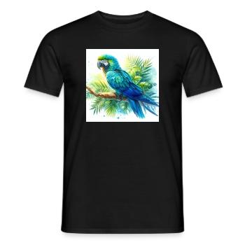 Aquarell Blauer Ara - Männer T-Shirt - Schwarz - Vorne - AI Model Male 178 light (178cm)