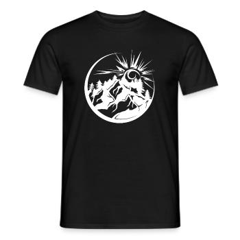 Mountains outdoor nature forest landscape graphic icon - Men's T-Shirt - black - Front - AI Model Male 178 light (178cm)