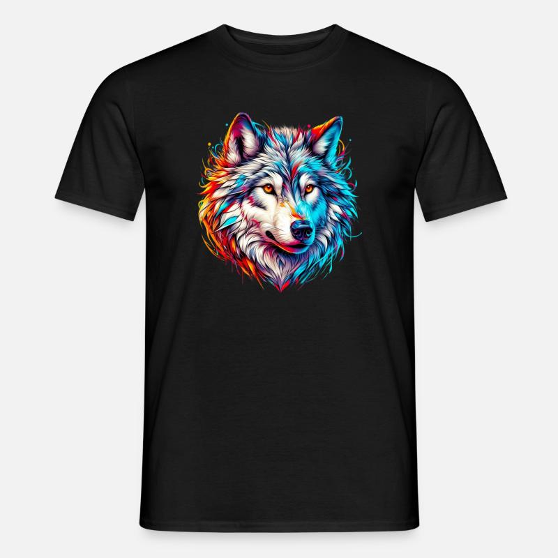 Wolf - Männer T-Shirt - Schwarz